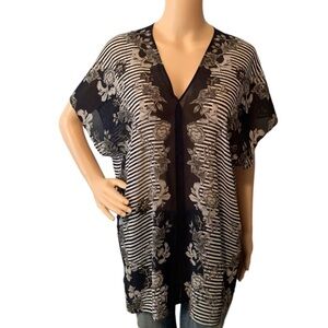Cabi Yacht floral tunic top - navy blue Large